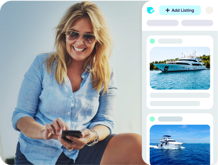 Boat owner using the Getmyboat app to easily manage her listings